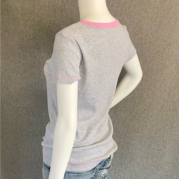 RARE Hello Kitty Juniors XL Grey Tee T-Shirt with Pink Thread and 3D Bow - Picture 3 of 7